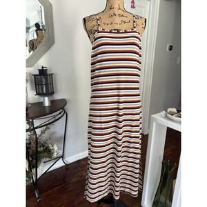 Follow Me Women Stripped Maxi Dress Size 2x With Slit New